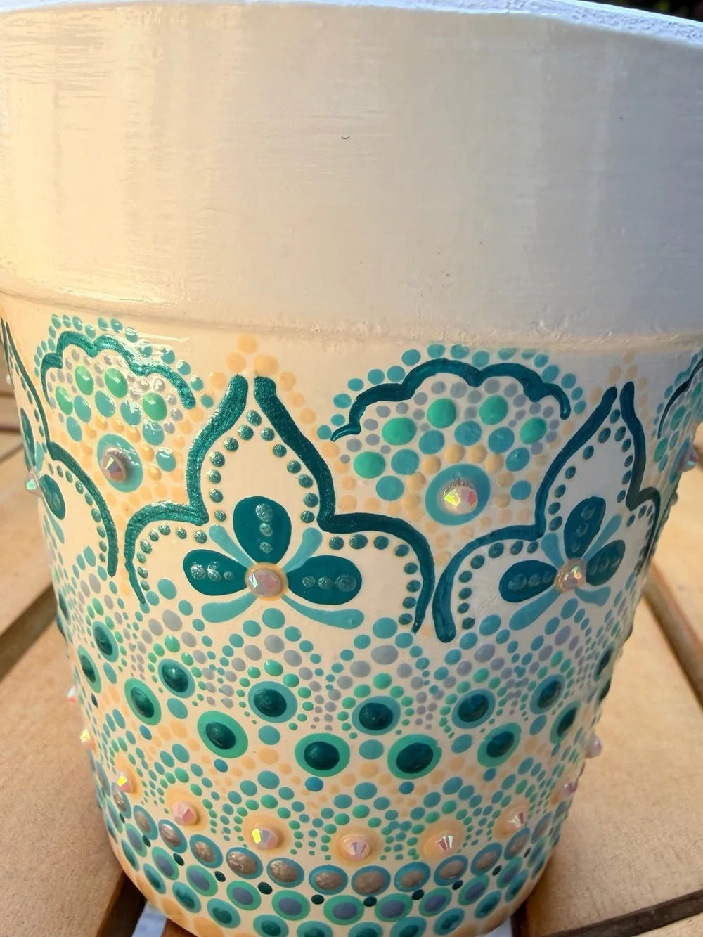 Hand Painted Dot Art Terra Cotta Pot 4